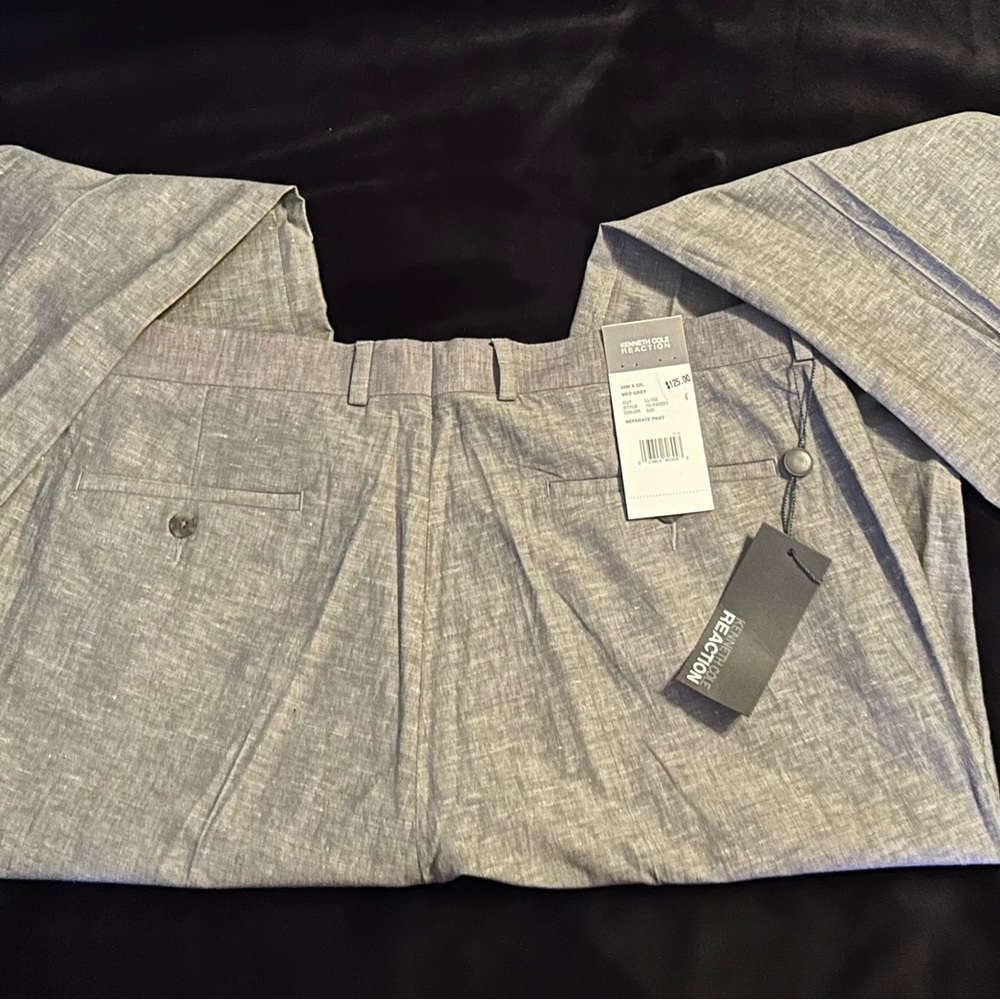 NWT Kenneth Cole Mens Dress Pants Med Grey Size 38W x 32L Brand New With Tags
